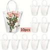 10 шт. Прозрачные пакеты для букетов с ручкой, Пакеты для подарков флориста, Упаковка, Пластиковые подарочные пакеты на день рождения, свадьбу, годовщину, новоселье