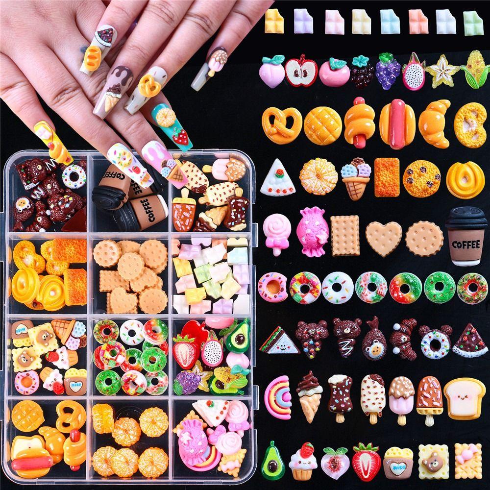 Lollipop Bead Butterfly 3D Resin Nail Charms Mix Colors Nail Accessories DIY Manicure