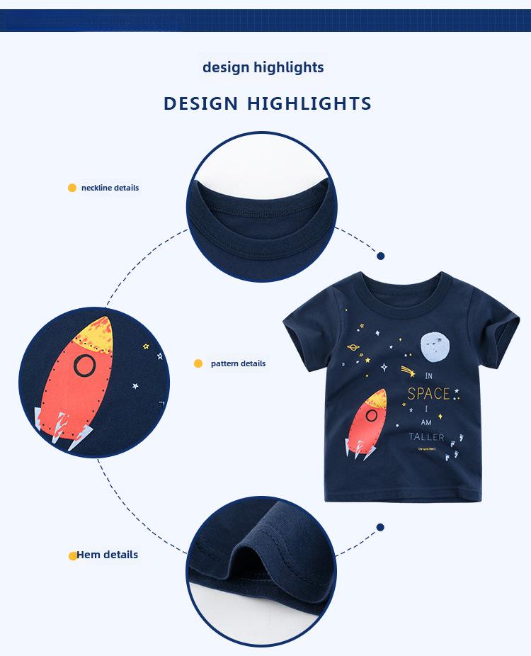 27kids Лето 2025 Футболка в корейском стиле с короткими рукавами для детей