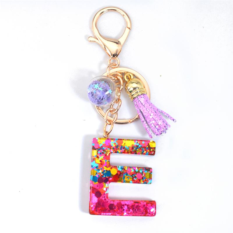 1 шт. брелок с блестками и кисточками в виде буквы, рождественский цвет, новый розовый красный брелок для ключей, автомобильный подарок
