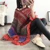 Casual Women Long Shawl National Wind Cloak Shawl Knitted Mohair Fringed Scarf Jacket Shawl