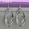 CHSHINE стерлингового серебра 925 пробы двойной лист серьги-рамки для женщин Свадебная вечеринка модные очаровательные ювелирные изделия