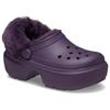Crocs EVA Модные Мягкие и Теплые Туфли с Отверстиями Женские Насыщенного Фиолетового Цвета Ирис Плюшевая часть не снимается