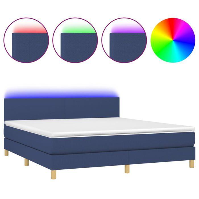 Maison Exclusive - Sommier à lattes de lit avec matelas LED Bleu 160x200 cm Tissu