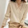 Sweater for Women Autumn Winter Thickened Pullover Warm Knitted Stretchy Long Sleeve V-neck Oversize Jumper Tops