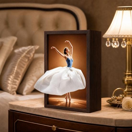 Walnut Wood Tissue Box, with Artistic Ballet Dancer Skirt Design, Multipurpose Paper Towel Holder for Home Decor Entryway Dining Table