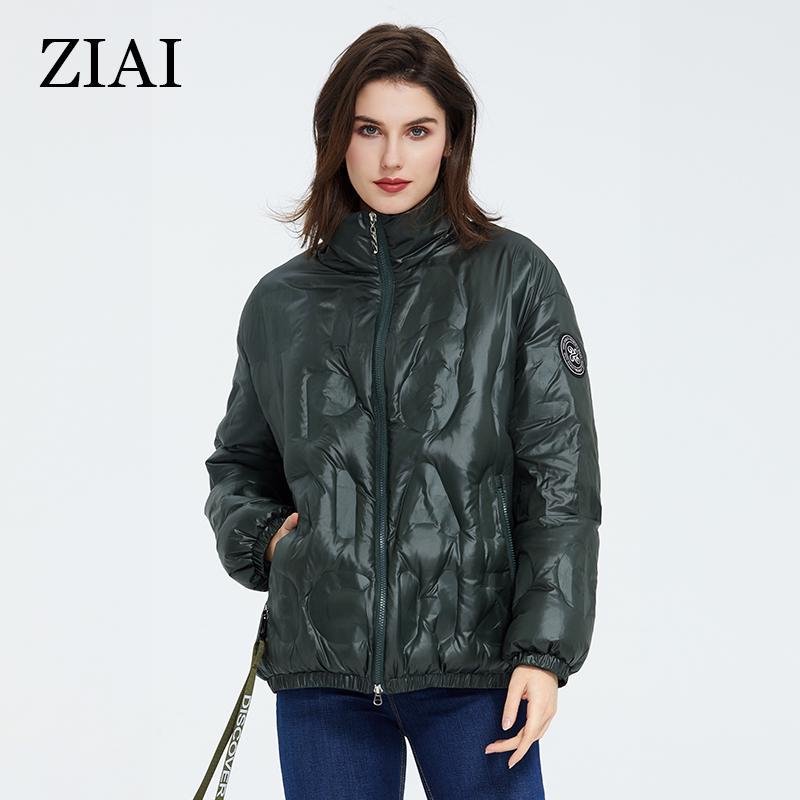 ziai Женское хлопковое пальто, короткое осеннее теплое водонепроницаемое модное зимнее пальто с воротником-стойкой, женская верхняя одежда