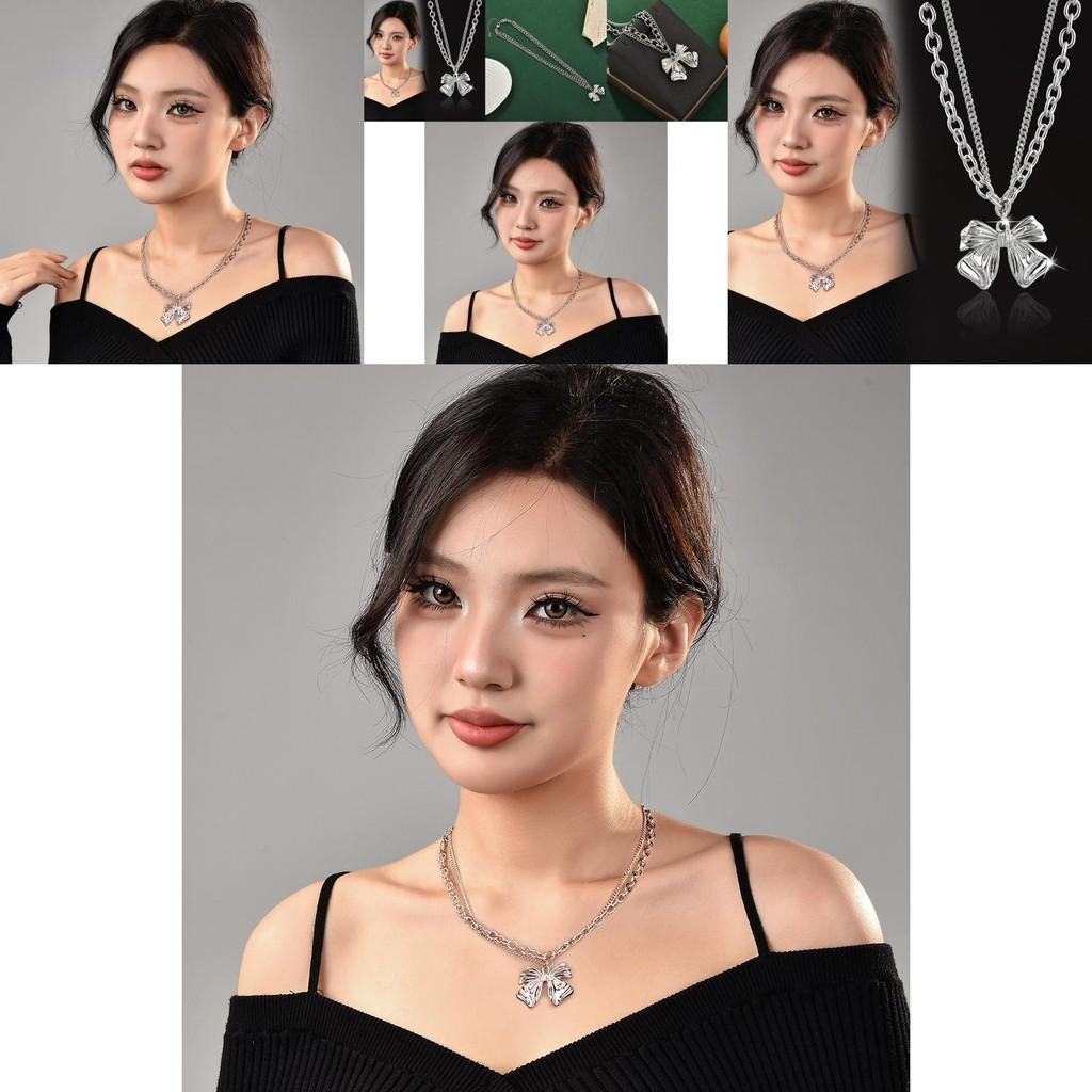 Elegant And Trendy Butterfly Bow Necklace In Mixed Materials For Sophisticated Fashion