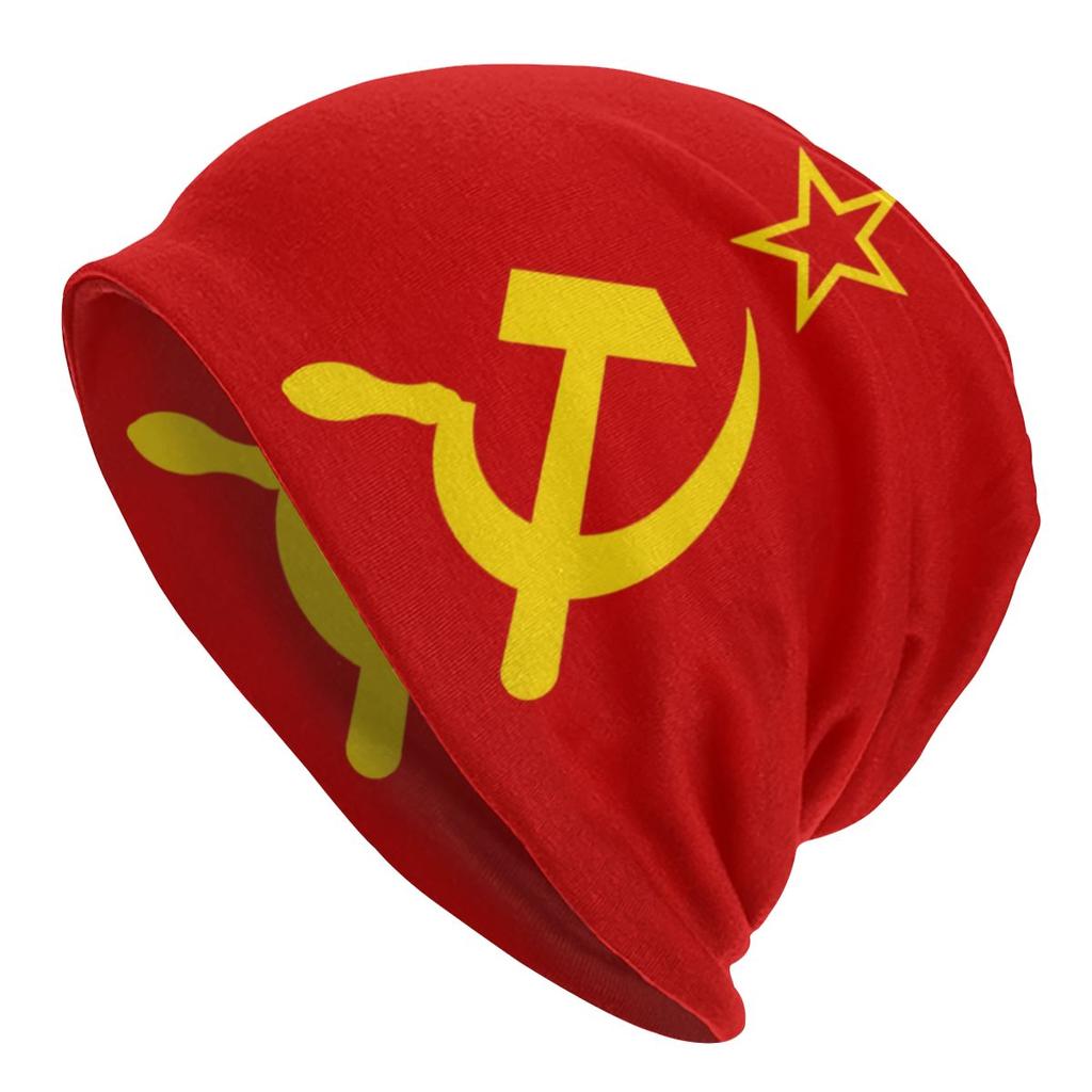 СССР Молот Серп Зимняя Теплая Шапочка Homme с напуском Шапка-бини CCCP Русский Советский Флаг Лыжные Черепа Шапочки Кепка для Женщин Унисекс