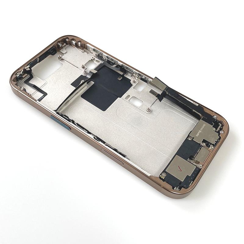 For iPhone 16 Pro Full Housing Middle Frame Bezel With Volume Power Flex Cable Side Button Chassis Repair Parts