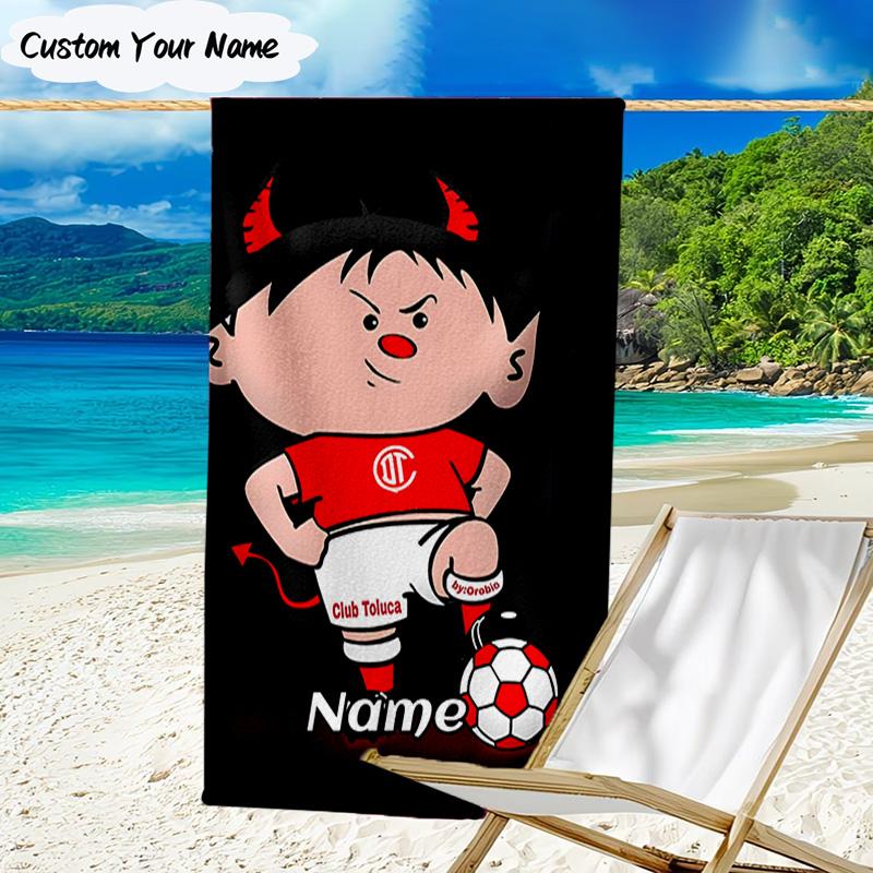 1PC Custom Name Beach Towel Necaxa Football Design Beach Towel, Suitable for Camping, Travel, Beach Accessories, Super Absorbent, Family Gift
