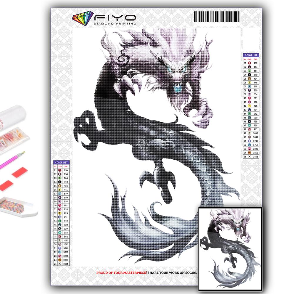 Алмазная вышивка Китайский дракон 5D DIY Алмазная картина Вышивка крестом Горный хрусталь