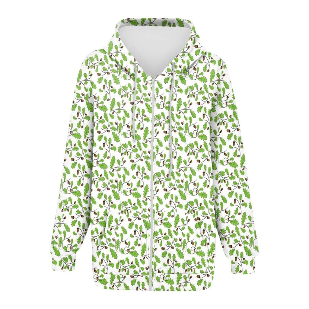 Женская мода повседневная спортивная одежда с цветочным принтом на осень и зиму с длинными рукавами и карманами, куртка-кардиган с капюшоном на молнии, куртка