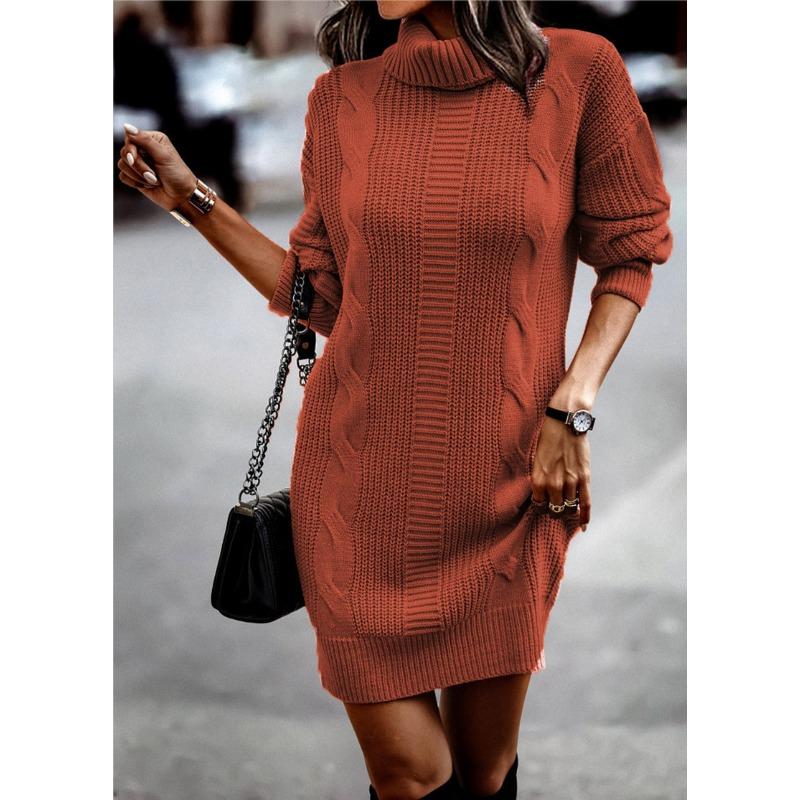 YYFS Женская мода повседневная осень-зима однотонный принт длинный рукав высокий ворот свитера