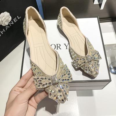 Женская повседневная обувь 2024 года, новые роскошные дизайнерские туфли на плоской подошве со стразами, модная обувь для активного отдыха с мелким носком, женская обувь больших размеров Mujer