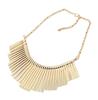 Exaggerated Punk Tassel Necklace – European & American Geometric Metal Fan-Shaped Clavicle Chain for Women