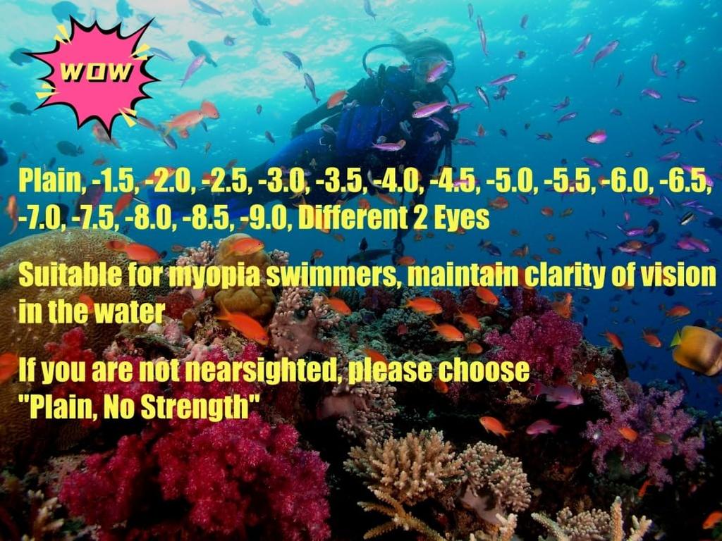 WOWDECOR Snorkel Mask with Prescription Swimming and Mask for Adults and Children Lenses, Goggles, Myopia-Friendly Diving, Unisex,