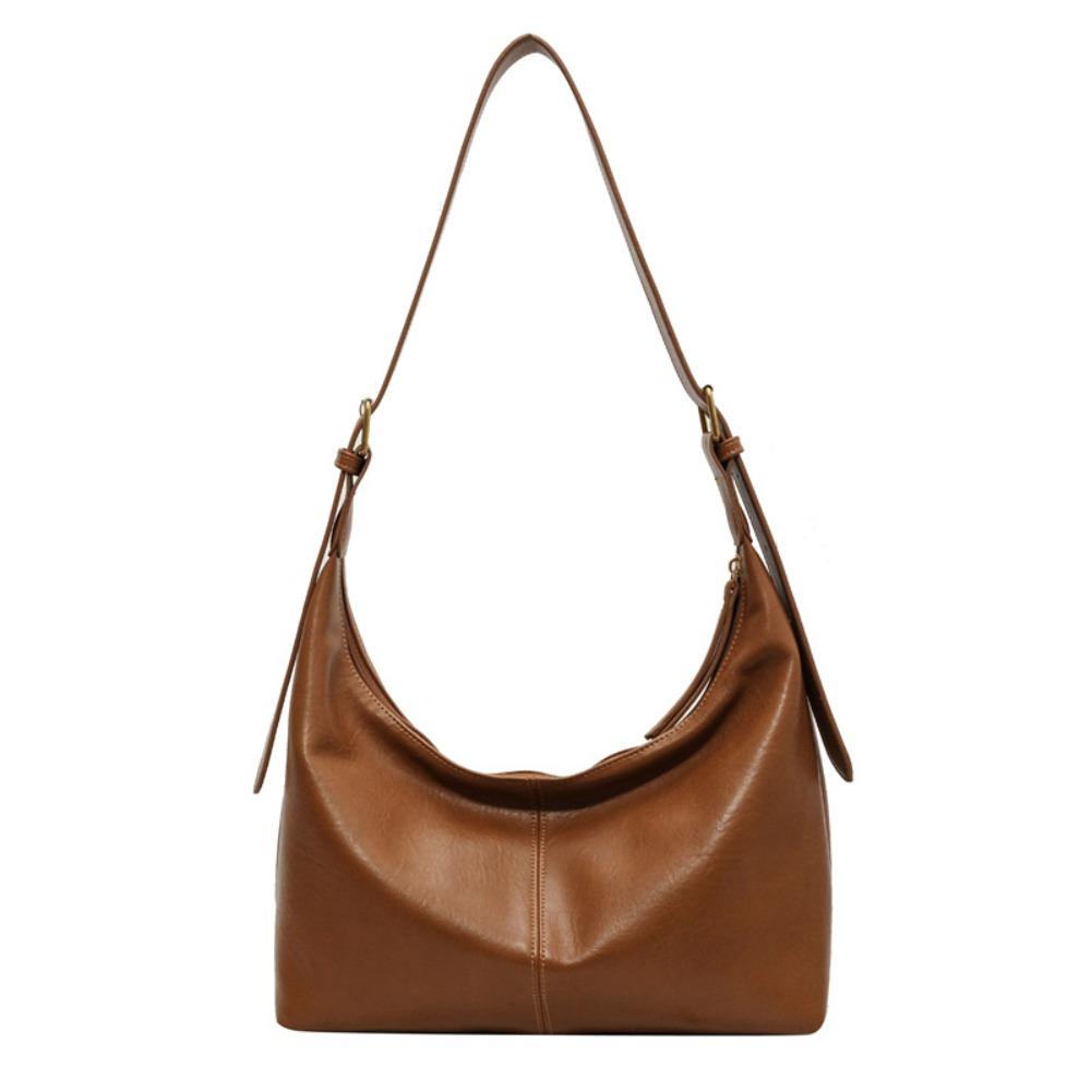 Korean Style Large Capacity Handbag Solid Color Underarm Packs Retro PU Tote Bag  Office Worker