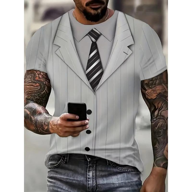 Модные мужские футболки с 3d-принтом костюма и галстука. Простая футболка с короткими рукавами для мужской одежды. Топы в уличной одежде.