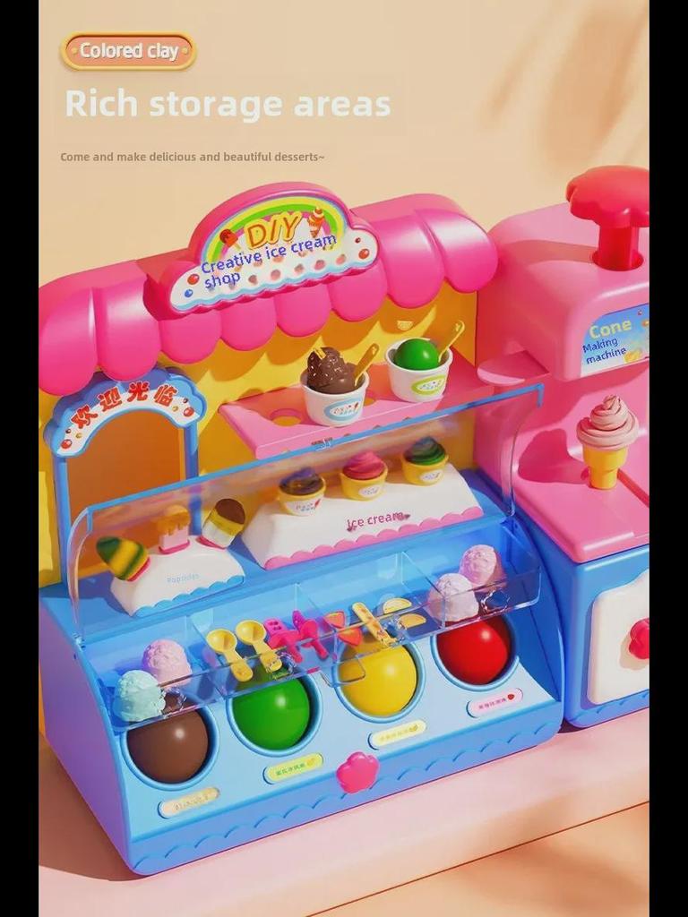 Детский набор для ролевых игр с мороженым и гамбургером из цветной глины - формы из нетоксичного пластилина.