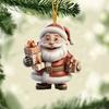 2/7Pcs Christmas Santa Claus Hanging Decoration Holiday Party Winter Xmas Tree 2D Flat Acrylic Cartoon Father Christmas Hanging Ornament