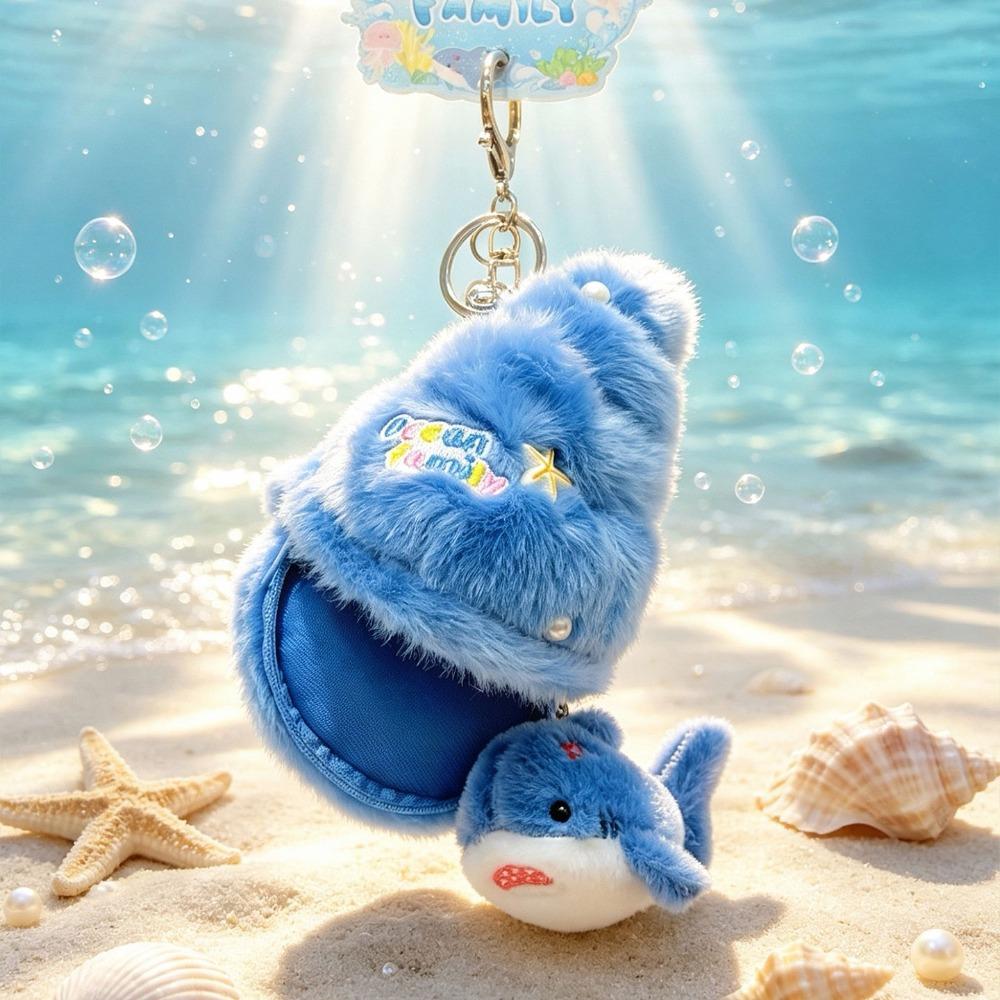Jellyfish Turtle Keychain Soft Plushie Shark Plush Pendant Cartoon Ocean Animal Plush Bag Charm