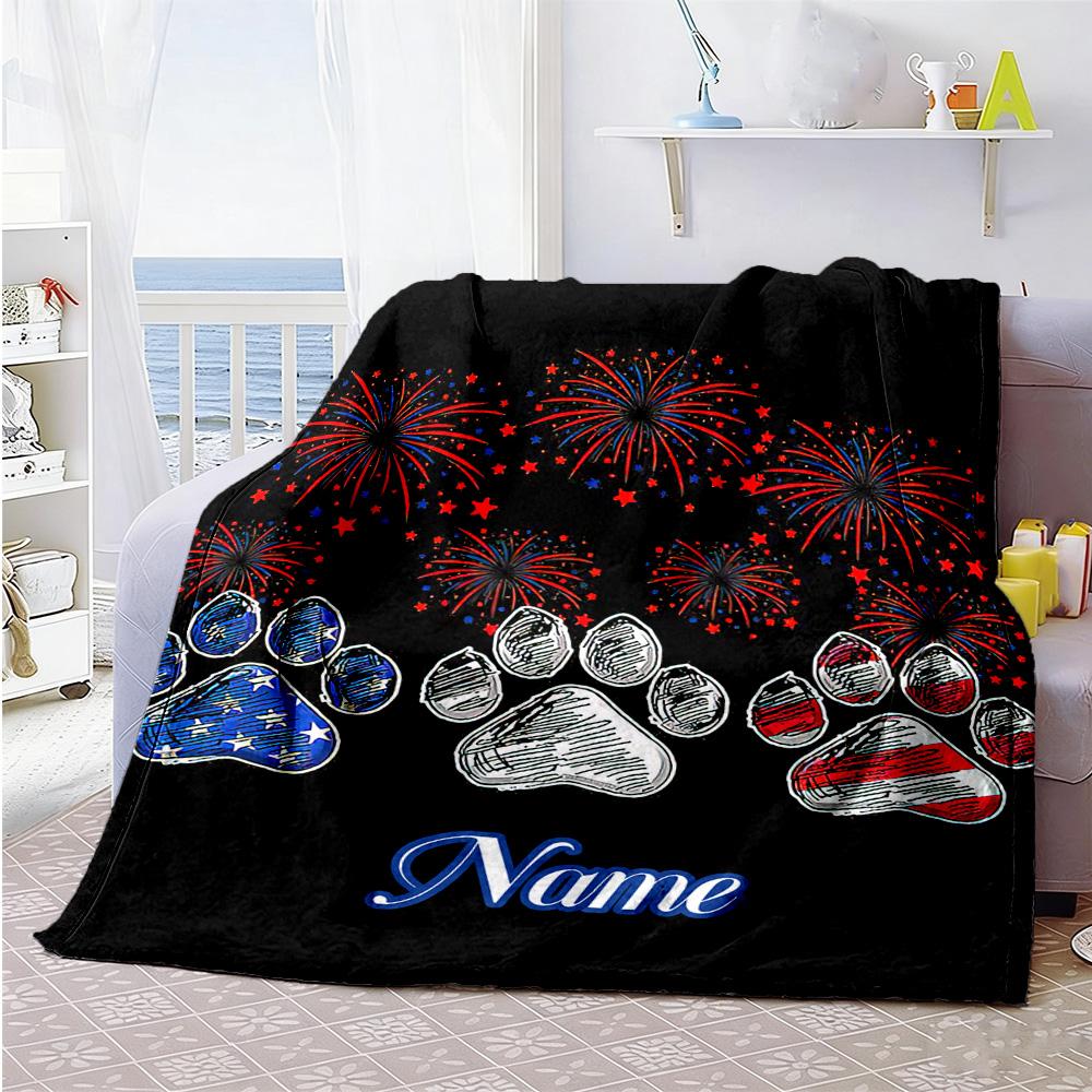 Blue Footprints Personalized Text Blanket Lightweight Personalized Blanket Comfortable for Picnics Home Decor Bed Office All-Season Use