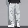 Серые студенческие спортивные штаны с завязками по бокам и завязками на ногах, мужские свободные молодежные повседневные летние тонкие штаны