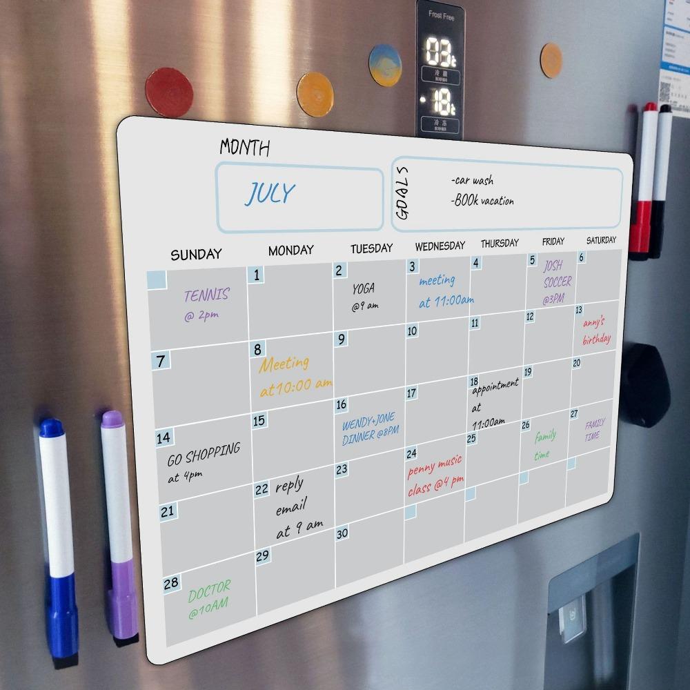 Erasable Monthly Calendar Memo Message Note Soft Magnetic Fridge Calendar Kitchen