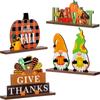 Thanksgiving Wooden Table Centerpieces Signs For Fall Decorations, 4pcs Autumn Happy Turkey For Fall Home Party Indoor Decor