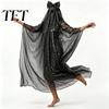 Shimmering Ghost Robe Sequin Poncho Cape for Women, Cute Halloween Costume Cloak with Party Outfit Bows, Lightweight Mesh Pullover Cosplay Holiday
