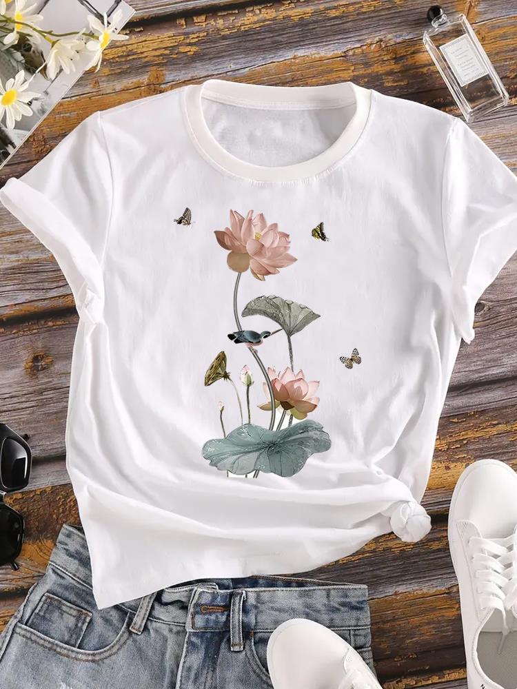 (Asian Size) Clothing T Shirt Fashion Trend Wing Style 90s Ladies Casual Women Tee Top Short Sleeve Print Lady Female Graphic T-shirts