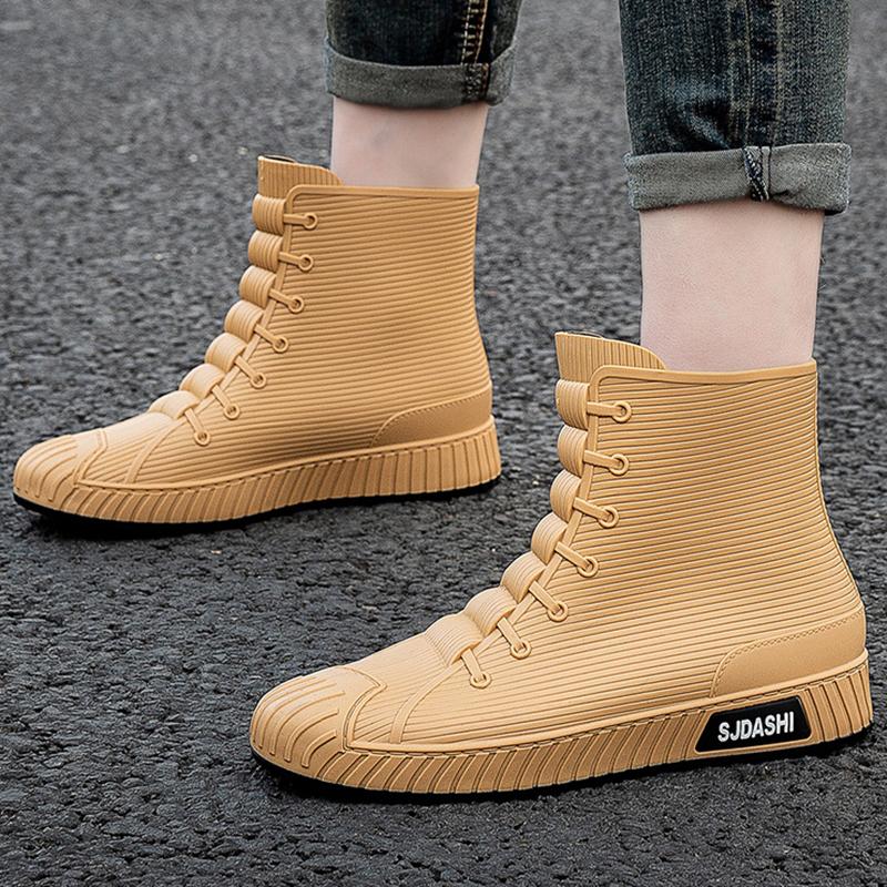 Up A Size Fashion Order Mens Rain Boots Rubber Gumboots Slip On Midcalf Waterproof Working Boots Comfort Red Nonslip Fishing Shoes For Men