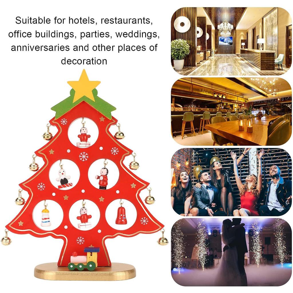 Деревянная новогодняя елка, настольное украшение, настольная новогодняя елка с мини-украшениями для столешницы