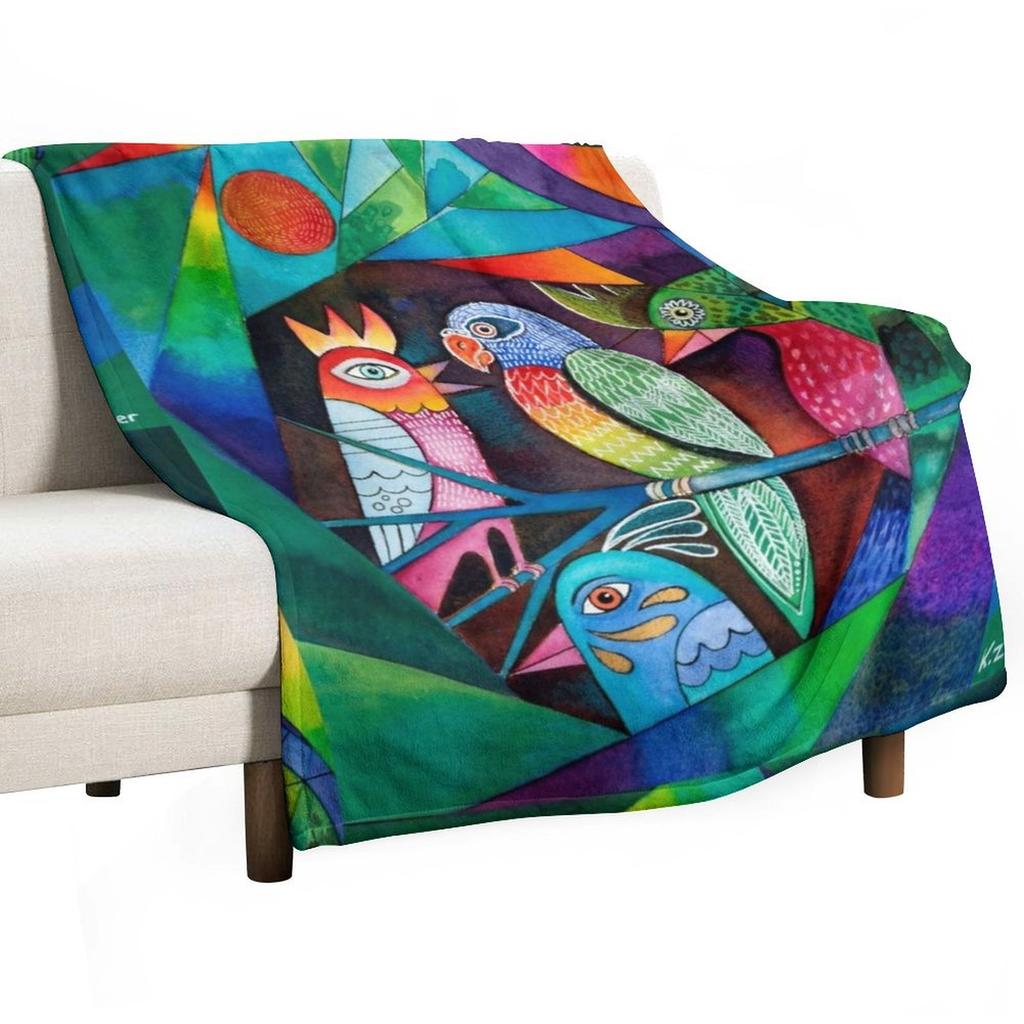 Feathered Friends Throw Blanket Baby bed plaid Polar Nap Blankets