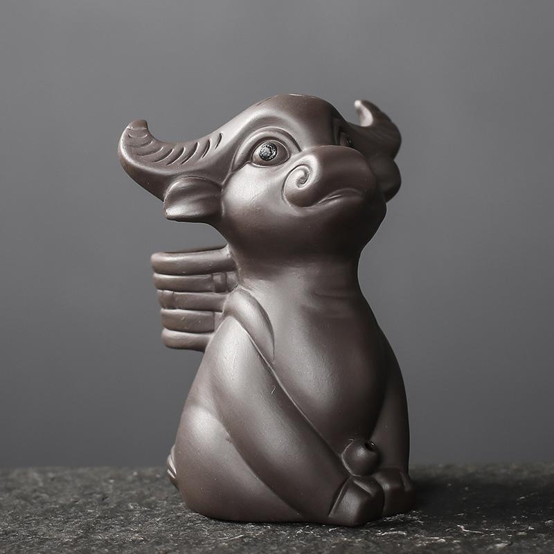 Творчество Фиолетовая глина Вода Спрей Чай Домашнее животное Ручная работа Статуэтка скота Украшения Настольные поделки Китайский чай Украшения Аксессуары