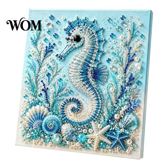 Relaxing Weekend Creative Project Ocean Faux Pearl Painting Kit, Marine Life 3D Art DIY Handmade Wall Supplies Sea Turtle Fish Picture Craft