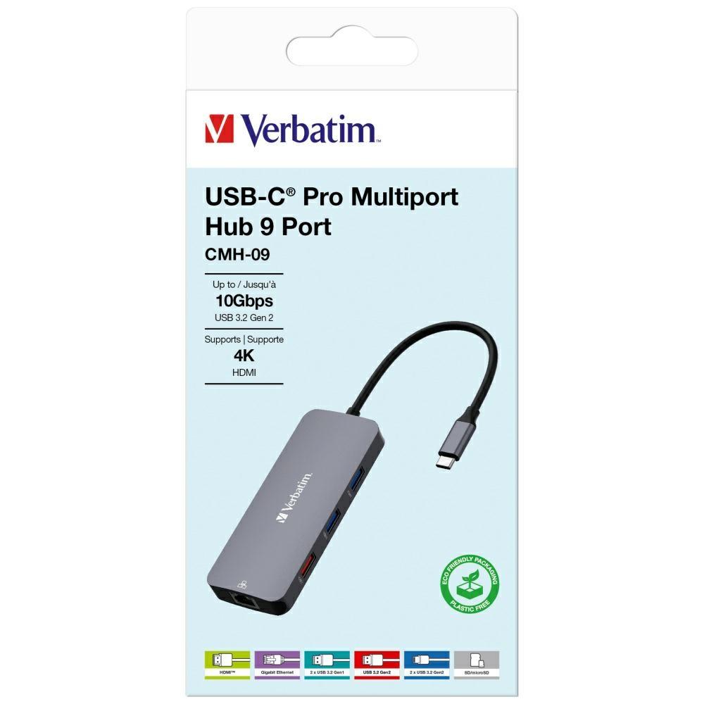 Verbatim Adapter Hub Usb-C - Hdmi/       3Xusb-A/Sd/Microsd/2Xusb-C/Eternet Aluminiowy/Aluminum 32152