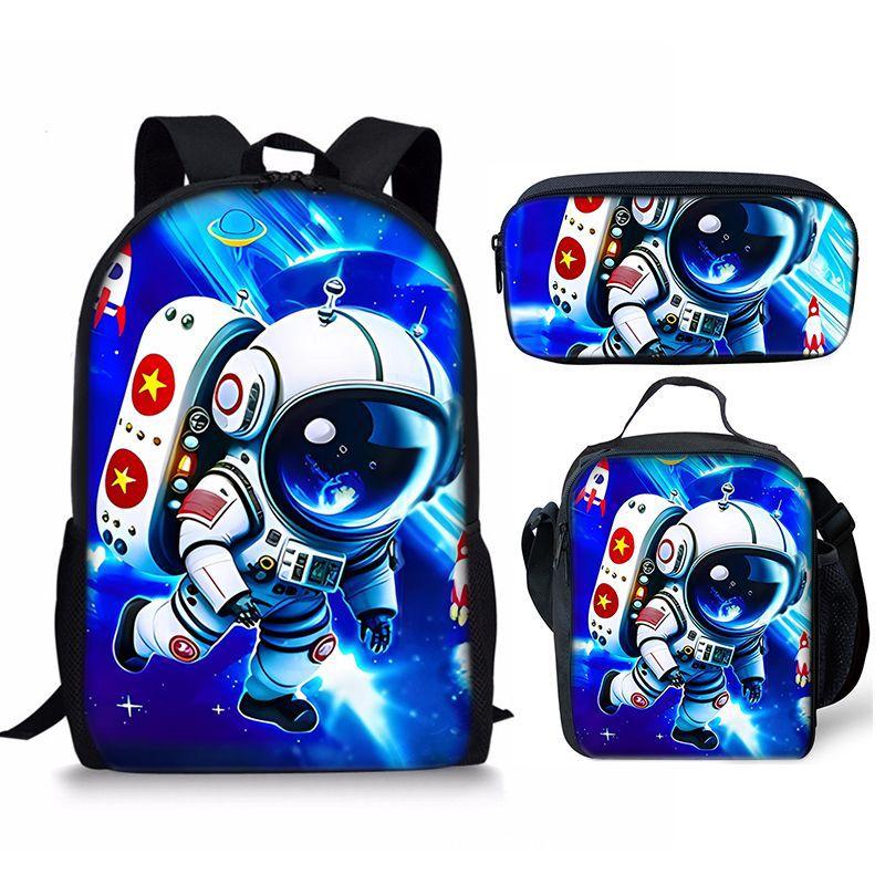 Trendy Popular Novelty Astronaut 3D Print 3pcs/Set Student School Bags Laptop Daypack Backpack Lunch bag Pencil Case