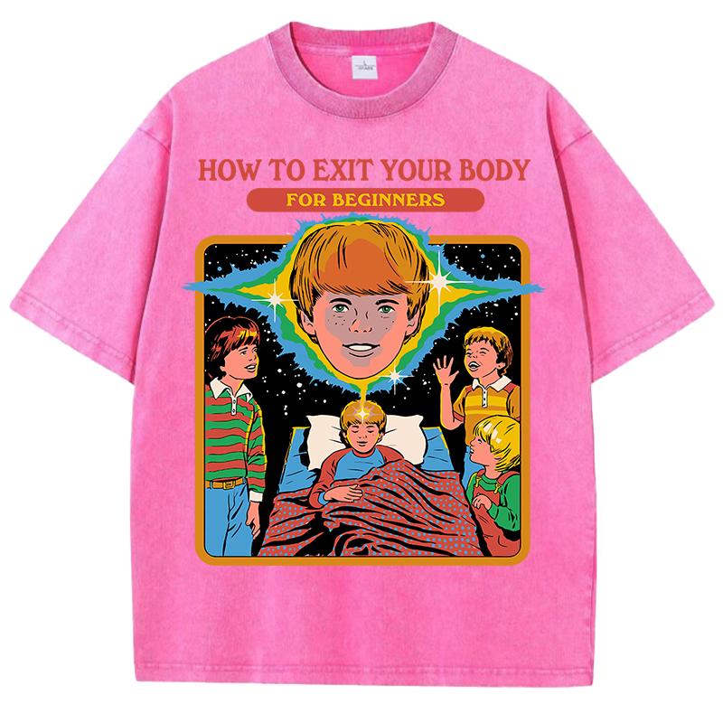 Как выйти из своего тела Принты Выстиранная мужская футболка Летняя дышащая повседневная футболка с коротким рукавом из мягкого хлопка Уличная одежда Свободный топ