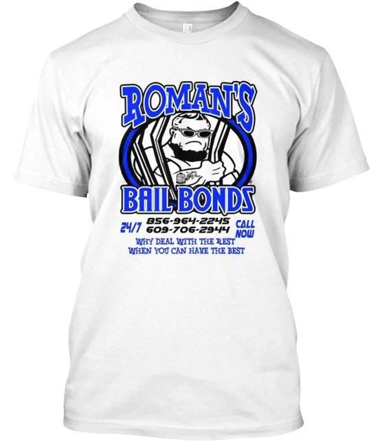 Roman's Bail Bonds Tee 100% Cotton T-shirt Mens Tees Top Made in the USA T-Shirt Tee Top Unisex