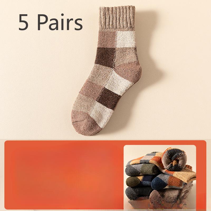 5 пар мужских осенне-зимних толстых и бархатных теплых шерстяных носков Ring Wool Tube Socks