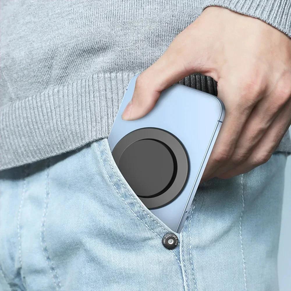 Black Mobile Phone Holder Magnetic Phone Grip Folding Socket Pocket Supports Safety Ring Finger Extension Bracket