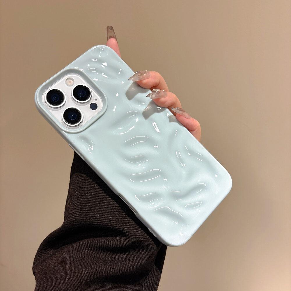 Роскошный Чехол для Телефона iPhone 16 15 14 13 12 11 Pro Max с Текстурой Складки Волна, Мягкий Силикон, Конфетный, Ударопрочный Бампер