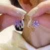 Purple Zircon Flower Earrings: Vintage French Fashion for Women