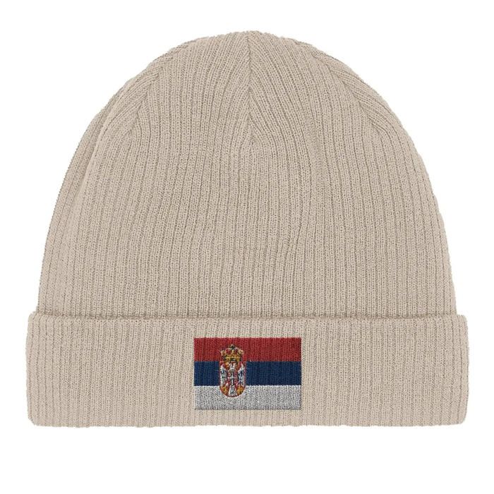 Bonnet Drapeau Serbie En Beige