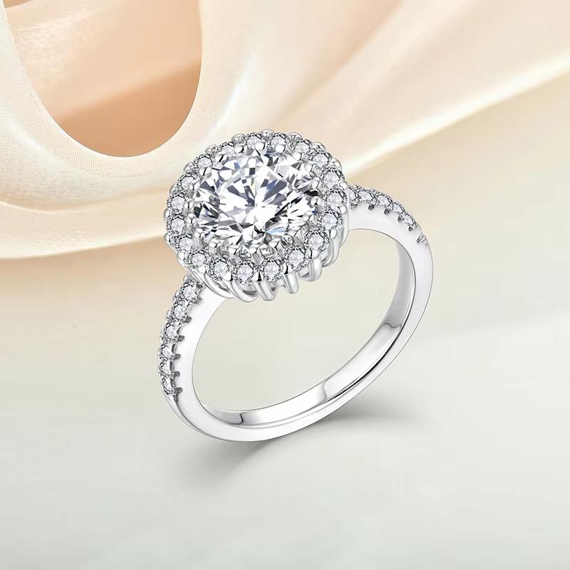 Luxury Jewelry Women Wedding Moissanite Rings Classic Flower Design Round Moissanite DVVS Ring Customized Fine Jewelry Rings
