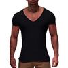 V-Neck Short Sleeve T-shirt Top Slim Muscle Casual T-shirt Men