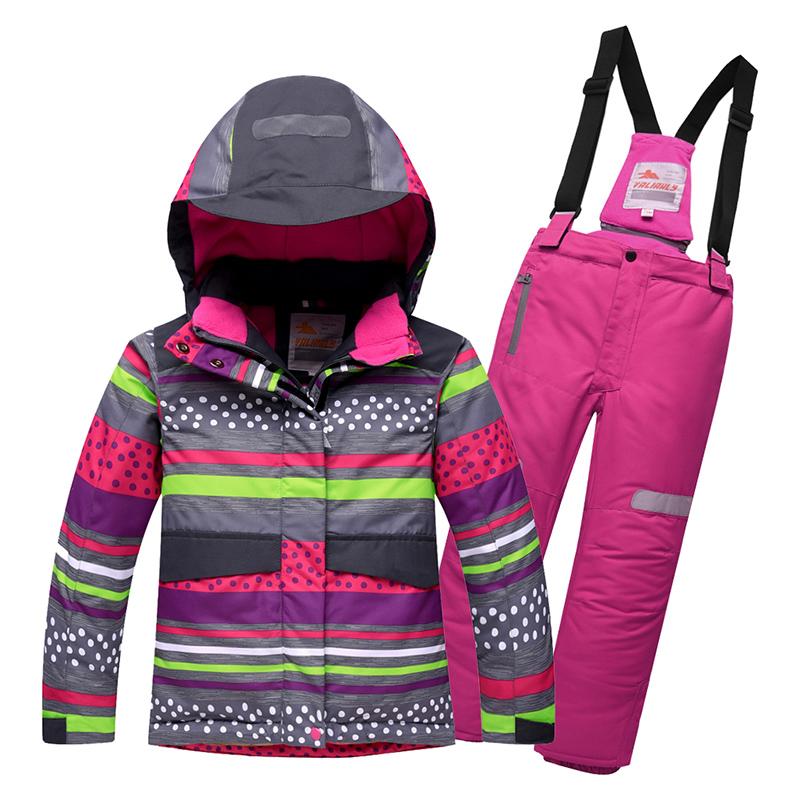 Зимний костюм для девочек VALIANLY, зимний детский зимний комбинезон для девочек, лыжная куртка, штаны, комплект из 2 предметов, толстые теплые лыжные комплекты