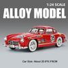 1/24 Scale BENZ 300SL Toys Cars Alloy Diecast Model 4 Doors Opened Front Wheel Steering Sound Light Vehices for Children's Gift